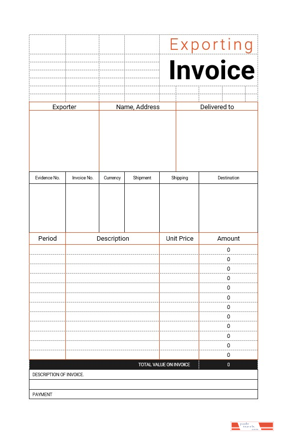 Commercial Export Invoice Template PSD template